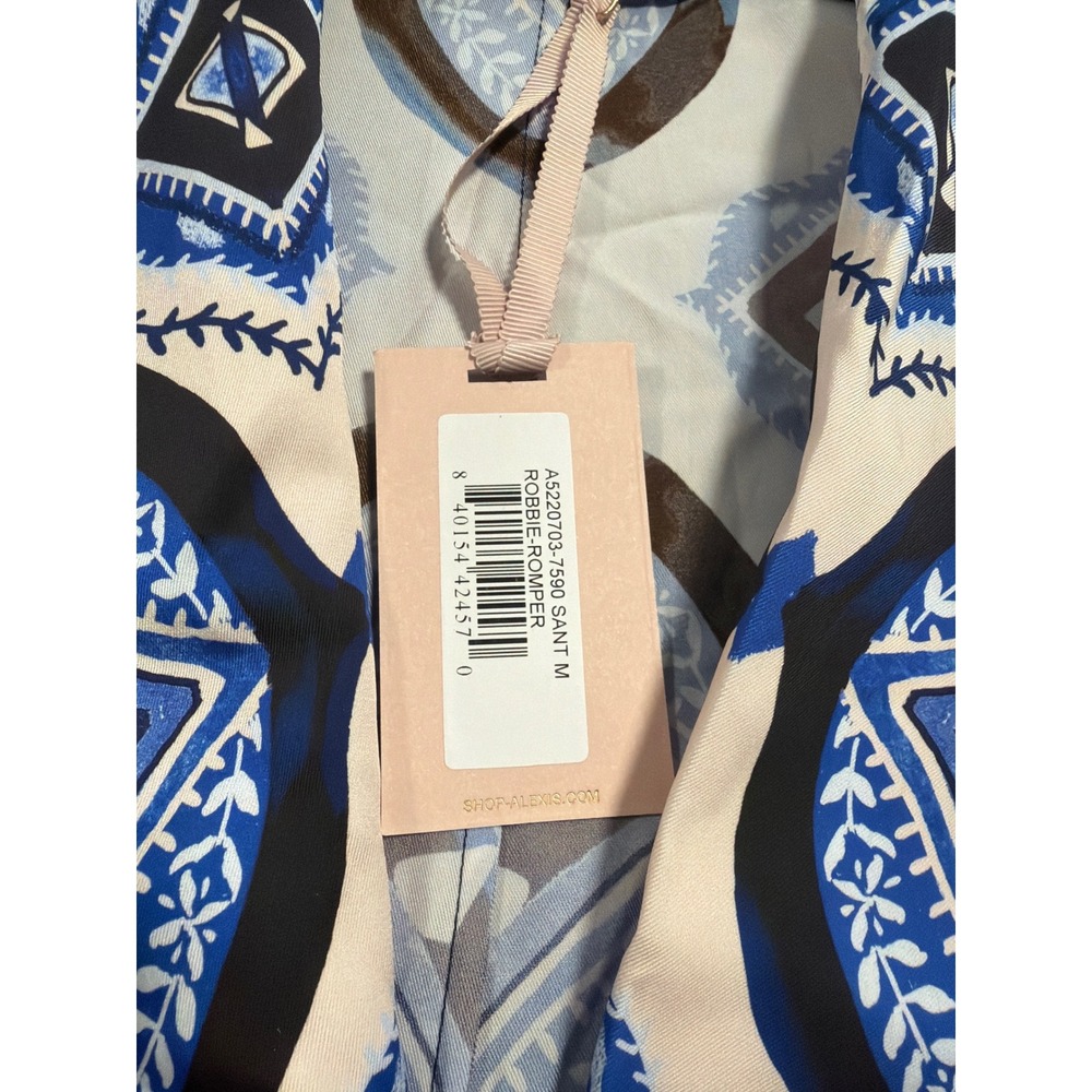 Alexis Robbie Romper Santorini Long Sleeve Blue Geometric Print Kimono Sleeves - Picture 5 of 13